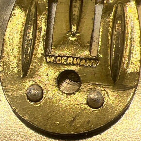 Vtg West Germany 3D Dress Scarf Clip Floral Dahlia MOP Rope Edge Gold Tone MCM - Picture 4 of 6